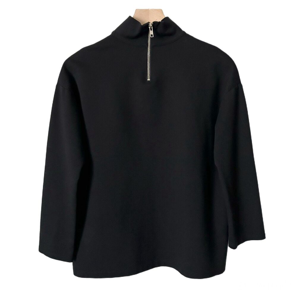 Emerson Fry Edie Top Black Ponte High Neckline Boxy Size Small - Picture 3 of 4